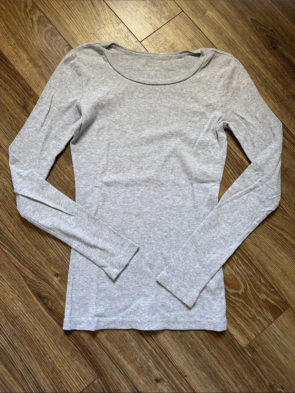 J. Crew Light Gray Long Sleeve Scoop Neck Tee